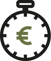 Icon Stoppuhr mit Euro-Zeichen